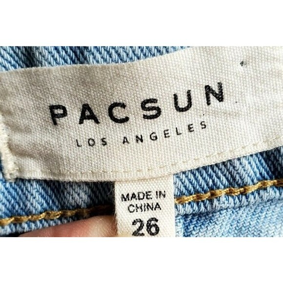 Pacsun Womens Blue Jean Denim Mini Skirt Floral Embroidered Button Up Sz 26 EUC - Picture 5 of 7